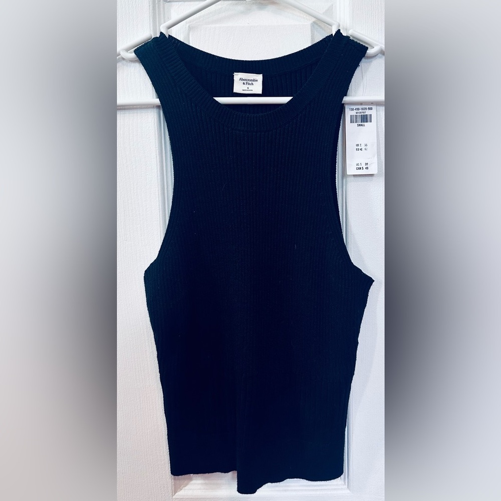 NWT Abercrombie & Fitch Black Rib Mix High Neck Tank Sweater - Small